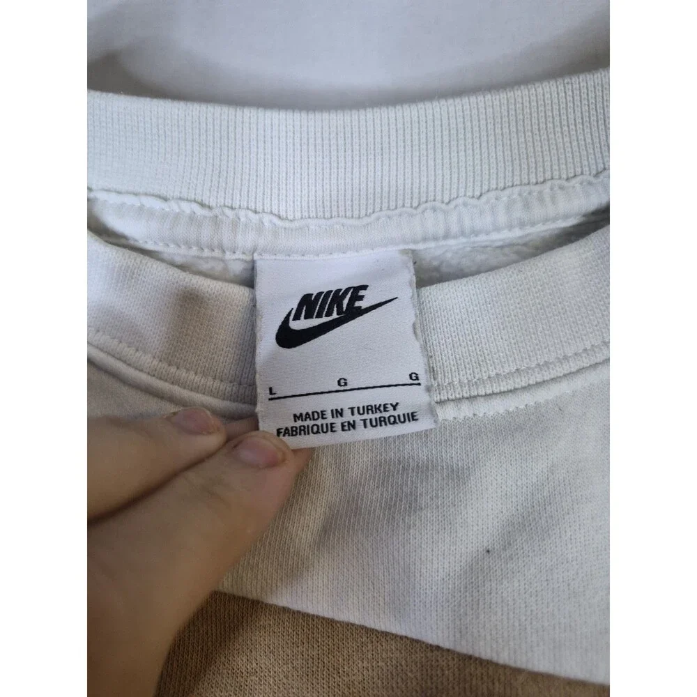 Nike Color Clash Sweatshirt Women Sz Large Brown White Colorblock Oversized Crop